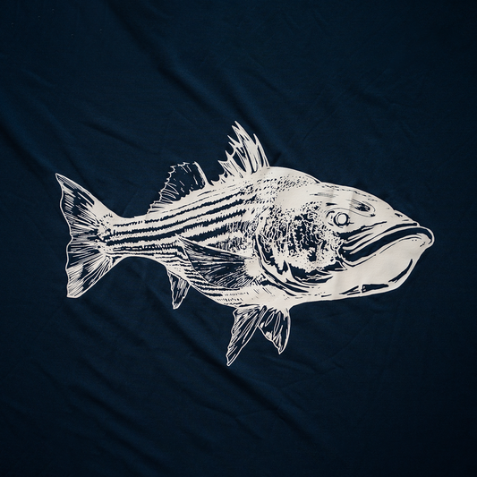 Deep Blue SPF/UPF 50 Striped Bass long sleeve shirt