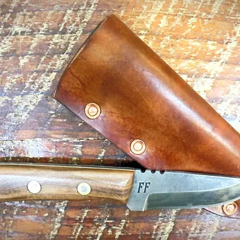 Patch knife with black walnut handle, SEEK Outdoors blade and holster