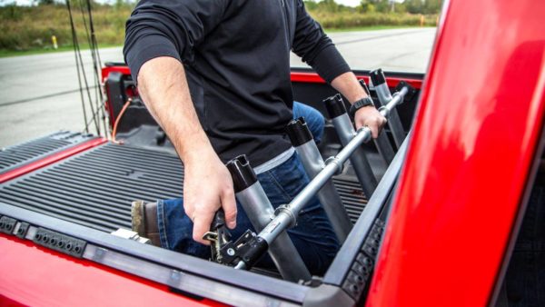 portarod installed in truck bed with replacement end caps — seek outdoors