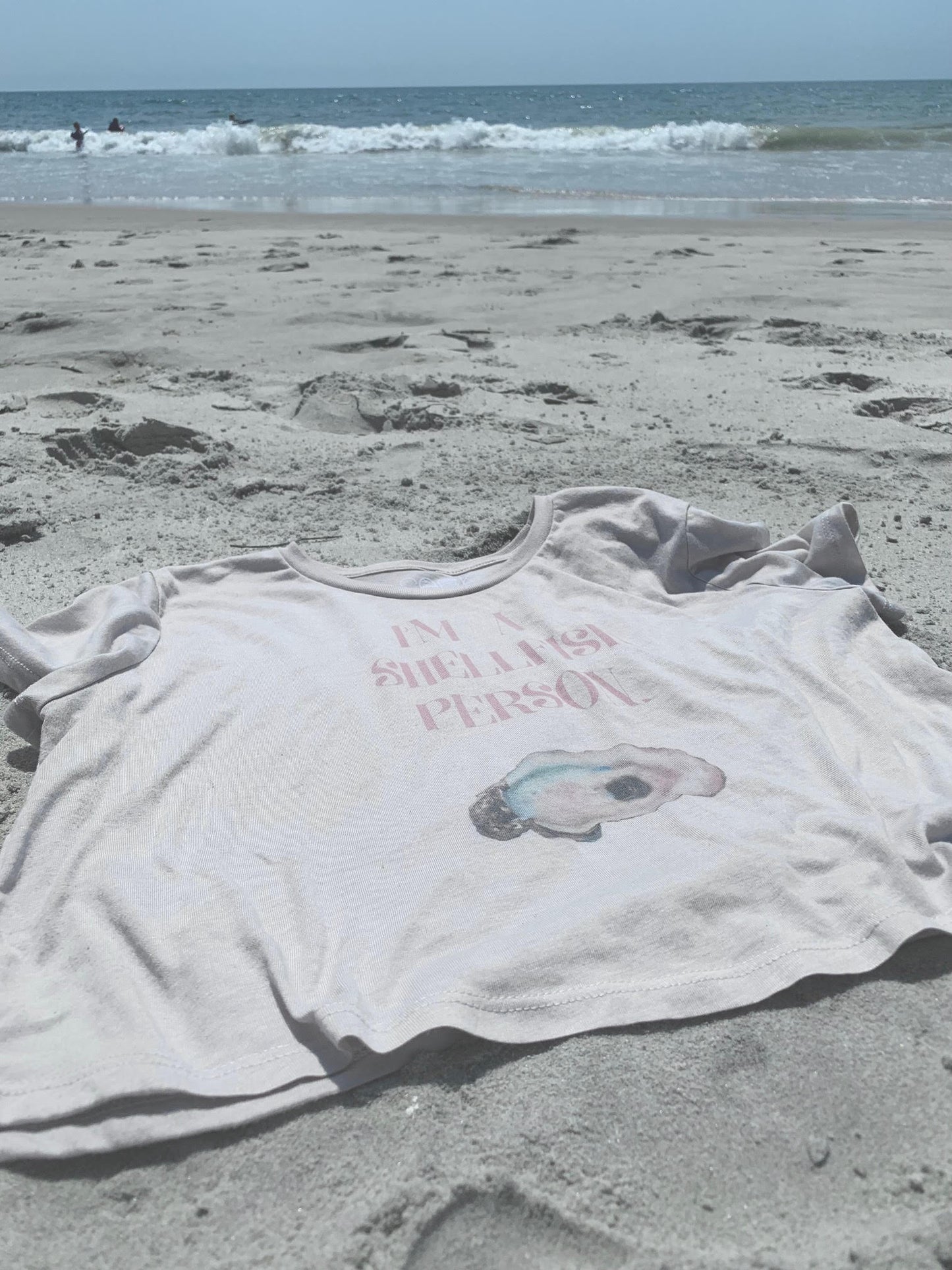 i'm a shellfish person oyster cropped tee on beach seek outdoors