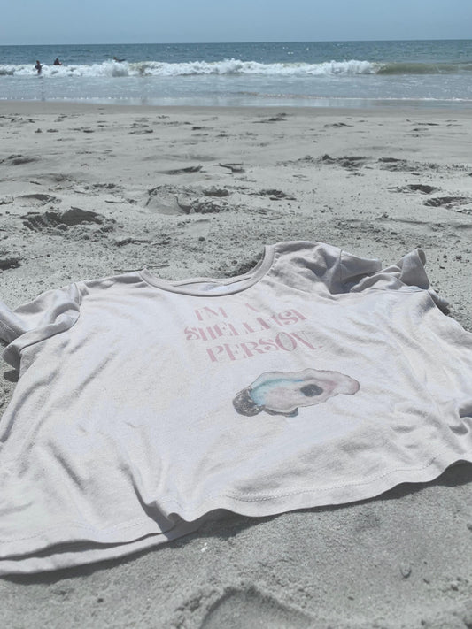 i'm a shellfish person oyster cropped tee on beach seek outdoors