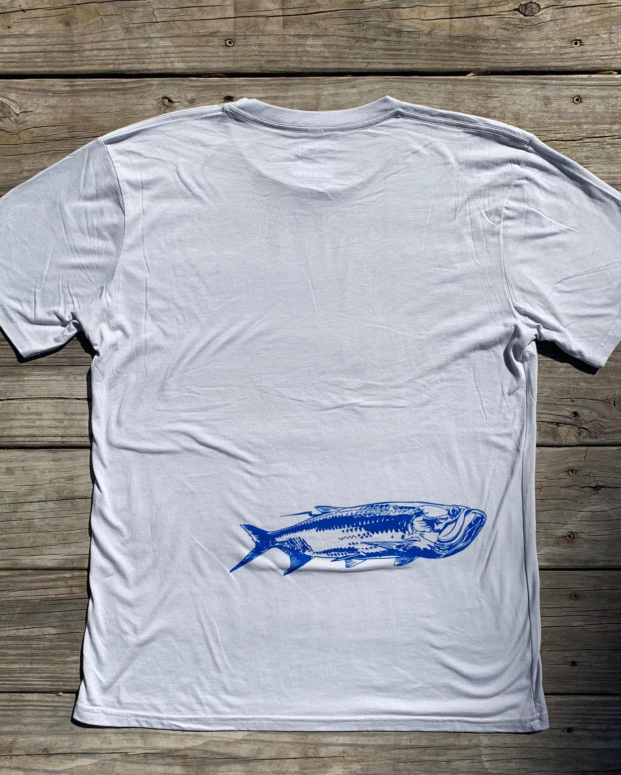 Fly Tarpon Tee, SEEK Outdoors back view of blue tarpon